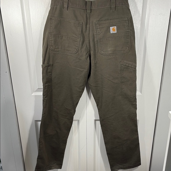 Carhartt Green Cargo Pants Durable reinforced knees rugged fit - Picture 1 of 8